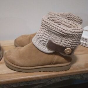 Women's Ugg Shaina Knit Cuff Suede Leather Boots